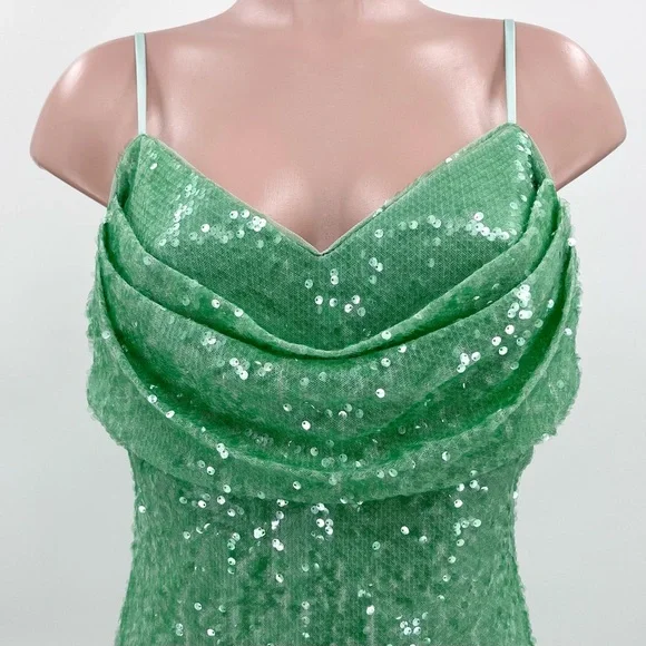 Badgley Mischka Green Sequin Dress Vintage Badgley Mischka Iridescent Sequin  Mermaid Gown  Recess
